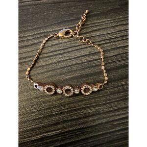 Folli Follie Rose Gold Rhinestone Circle Flexible Lobster Claw Bracelet